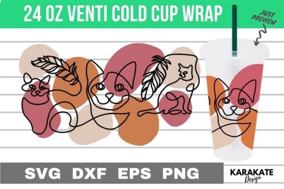Abstract Cat, 24 Oz Venti Cup Wrap