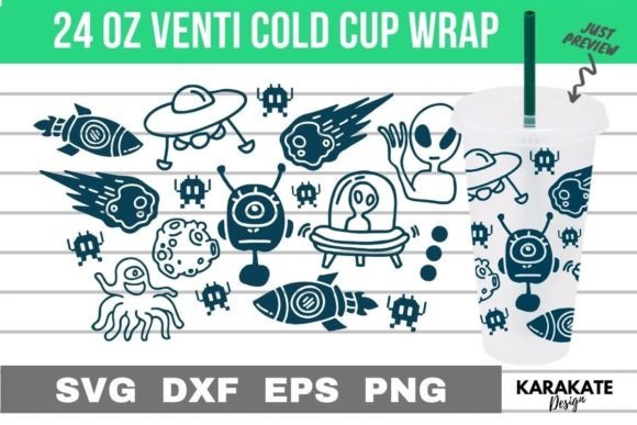 Alien, 24 Oz Venti Cup Wrap