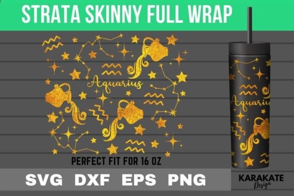 Aquarius Zodiac, 16 Oz Strata Skinny SVG