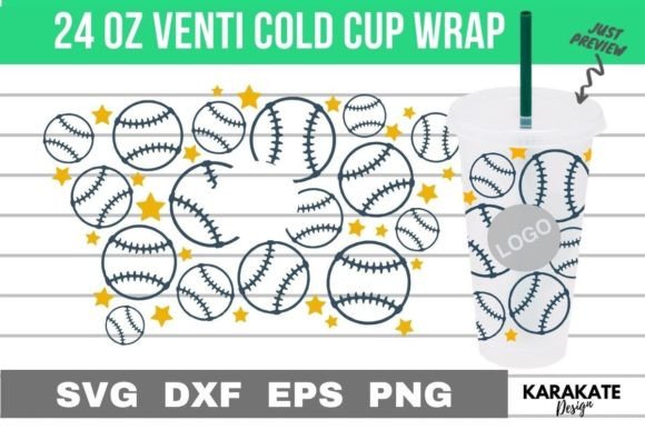 Baseball Line, 24 Oz Venti Hold Wrap SVG