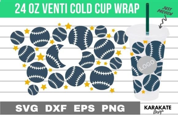 Baseball Squad 24 Oz Venti Hold Wrap SVG