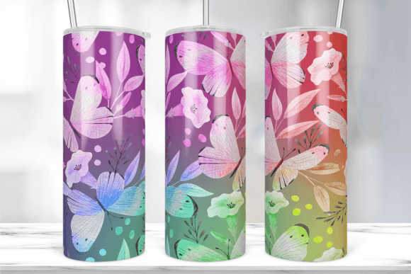 Butterfly Colorful Floral Tumbler Wrap