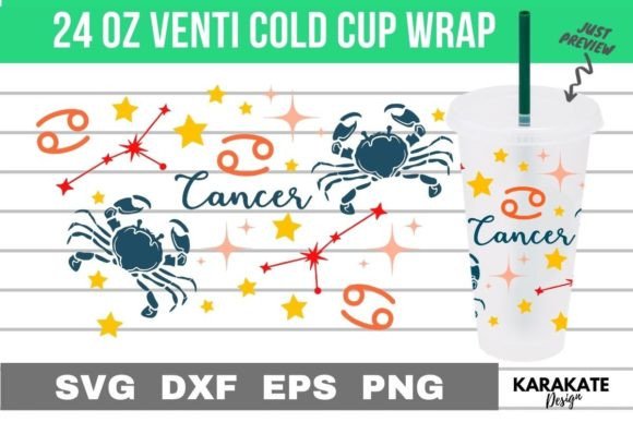 Cancer Zodiac, 24 Oz Venti Cup Wrap