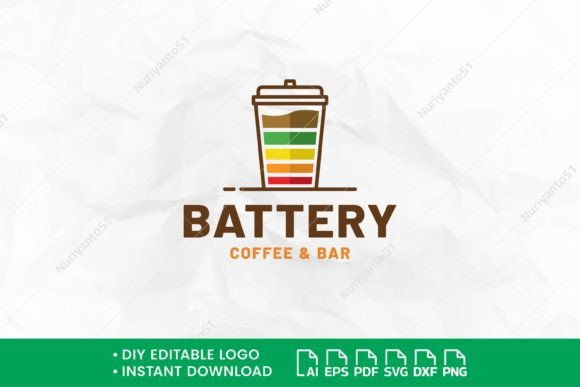 Coffee Battery Paper Cup Logo Design