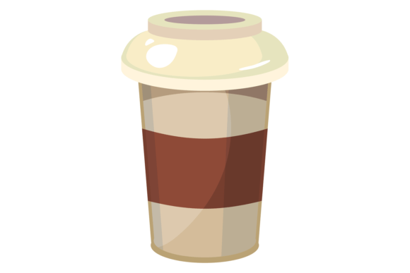 Coffee in Disposable Cup. Cartoon Takeaway