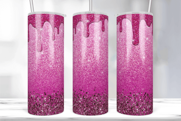 Dripping Pink Glitter Tumbler Wrap