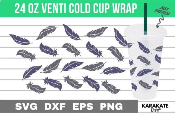 Feather, 24 Oz Venti Cup Wrap