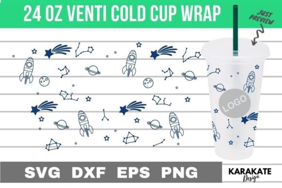 Galaxy Space, 24 Oz Venti Cup Wrap