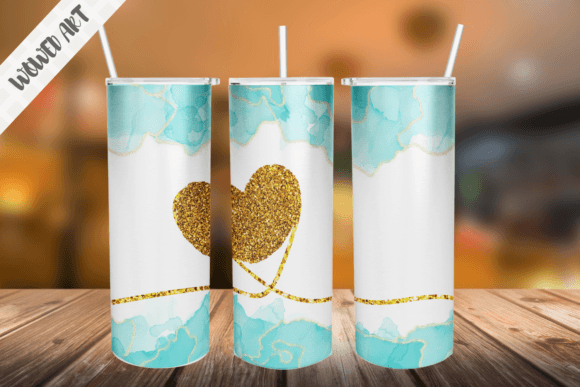Glitter Heart 20 Oz Skinny Tumbler Wrap