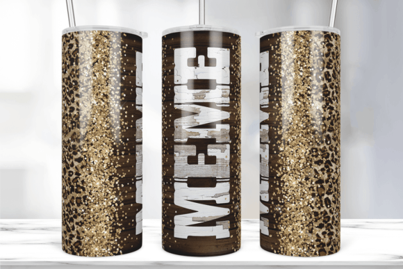 Glitter Leopard Wood Meme Tumbler Wrap