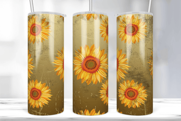 Gold Crackle Sunflower Tumbler Wrap