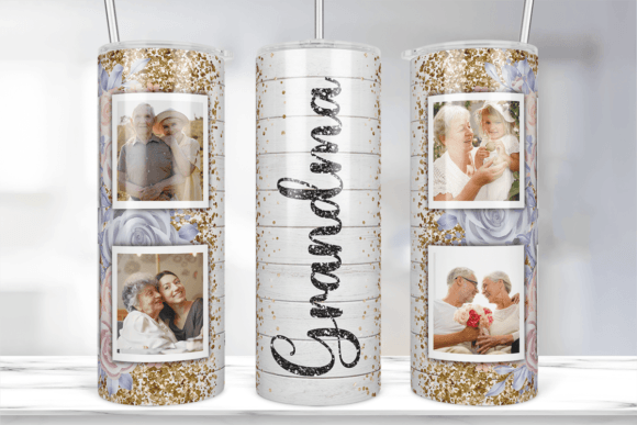 Grandma Rose Flower Photo Frame Tumbler