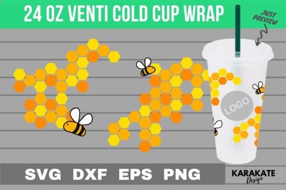 Honey Bee, 24 Oz Venti Cup Hole Wrap