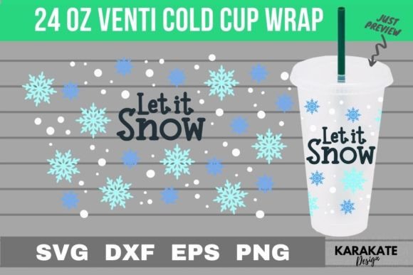 Let It Snow, 24 Oz Venti Cup Wrap