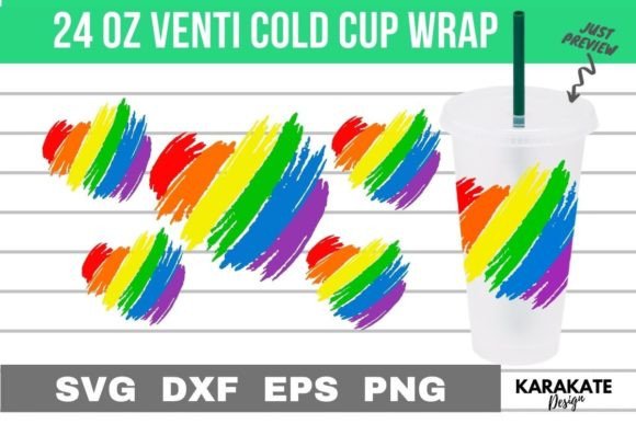 LGBTQ Heart, 24 Oz Venti Cup Wrap