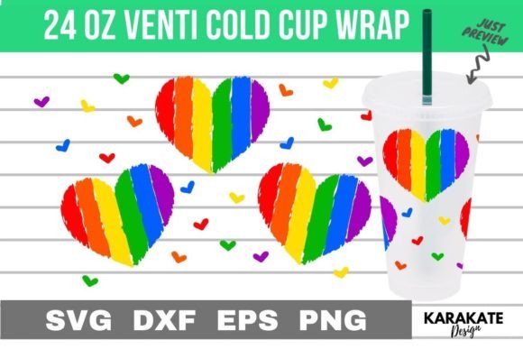 LGBTQ Mini Heart, 24 Oz Venti Cup Wrap