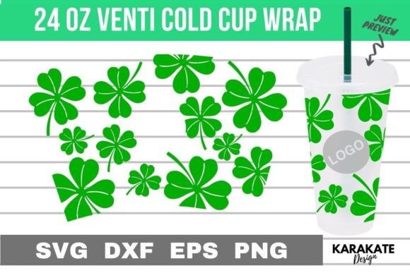 Lucky Shamrock, 24 Oz Venti Cup Wrap