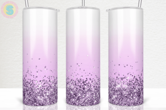 Purple Glitter 20Oz Tumbler Wrap PNG