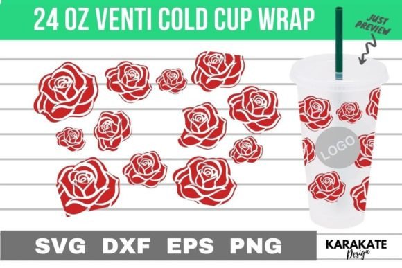 Roses, 24 Oz Venti Cup Wrap