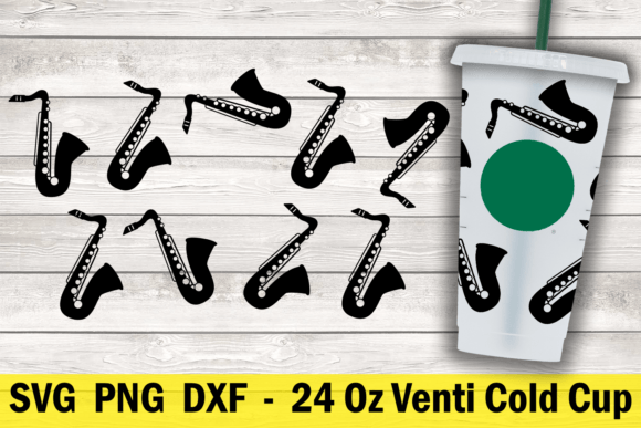 Saxophone 24 Oz Cold Cup Wrap Design