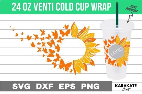 Sunflower Butterfly, 24oz Venti Cup Wrap