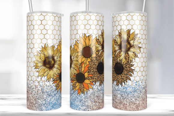 Sunflower Leopard Skinny Tumbler Wrap