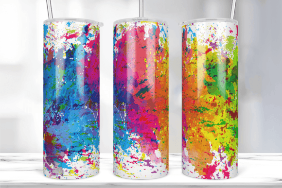 Watercolor Colorful Paint Tumbler Wrap