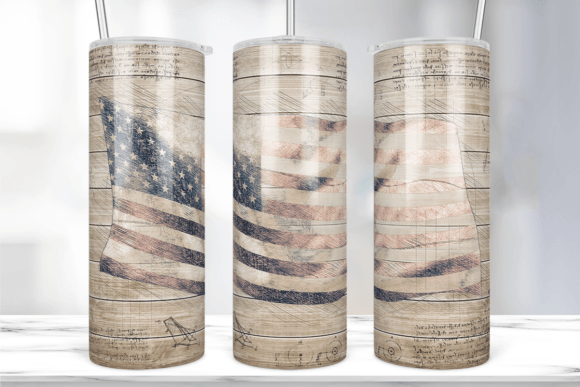 Wood American Flag Tumbler Wrap