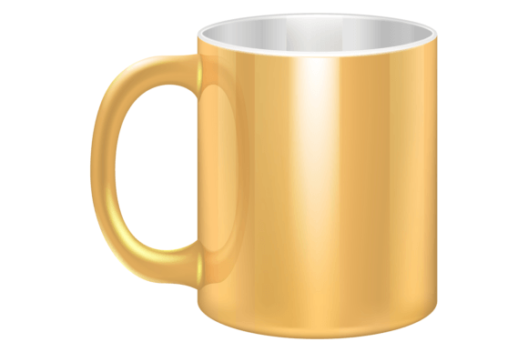 Yellow Ceramic Cup. Realistic Plastic Mu
